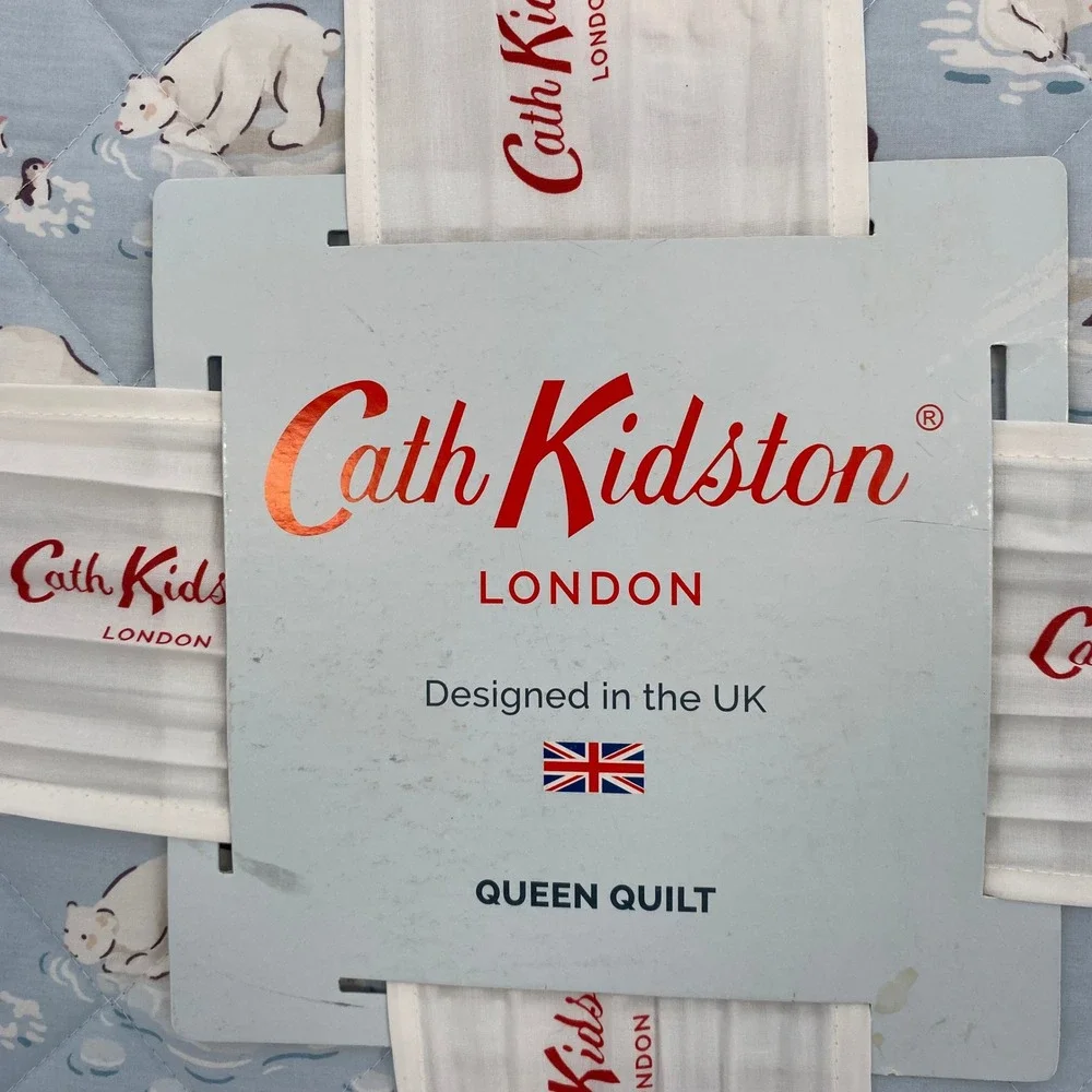 Cath Kidston Polar Ice Quilt Queen Blue Polar Bear Penguin Cotton Percale Winter